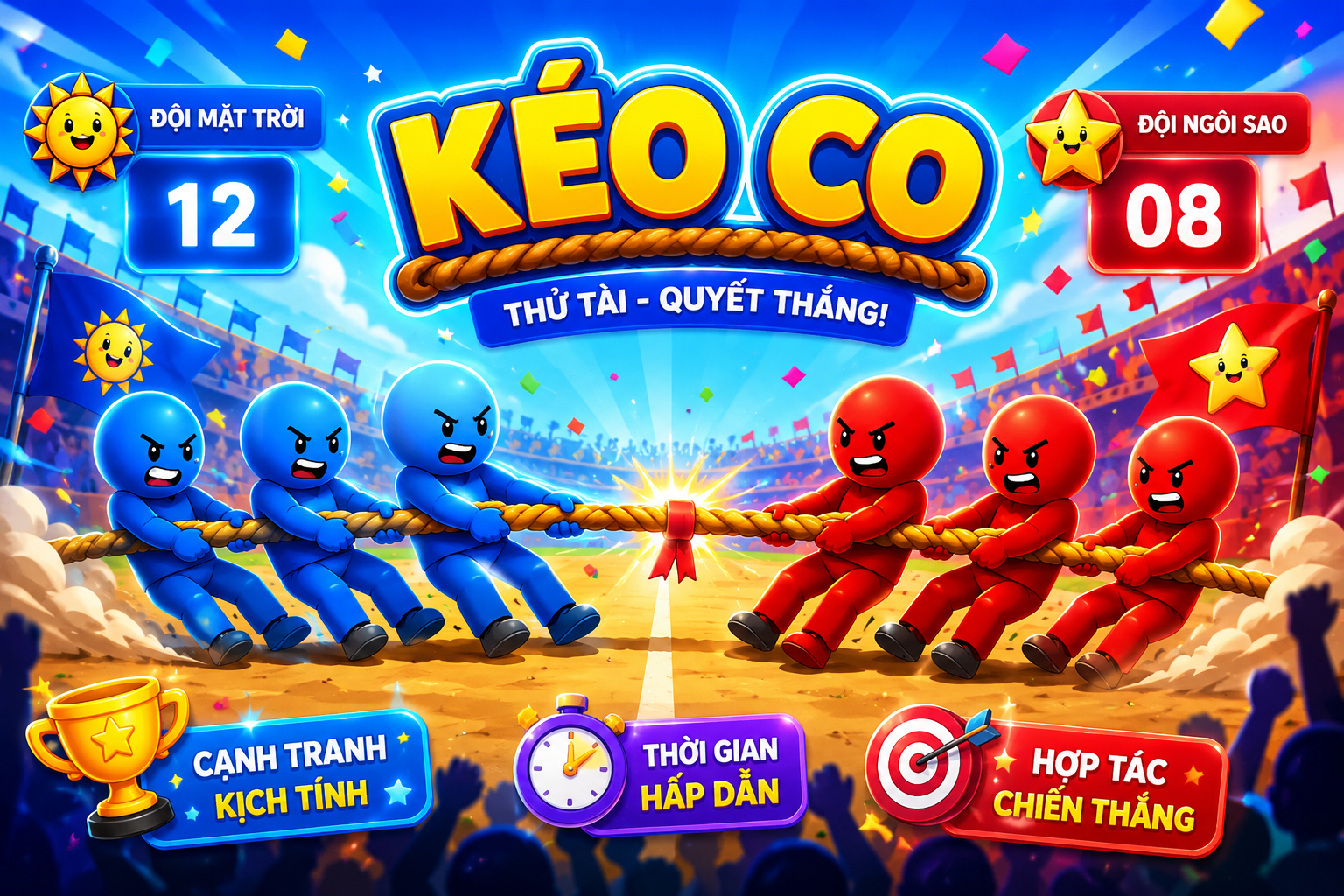 Hai đội học sinh đang chơi Kéo co kiến thức